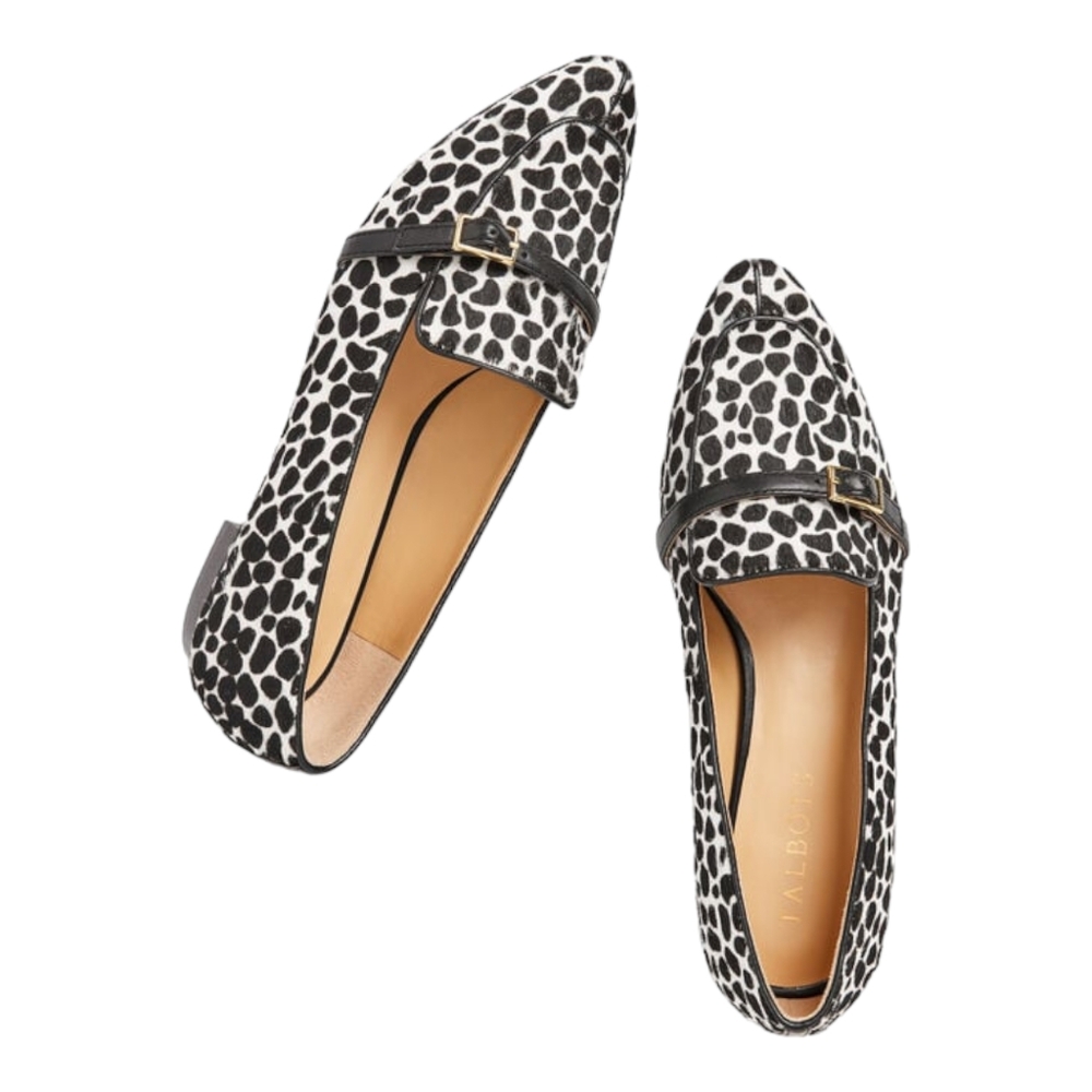 Talbots Edison Buckle Calf Hair Giraffe Print Flats in Size 5.5